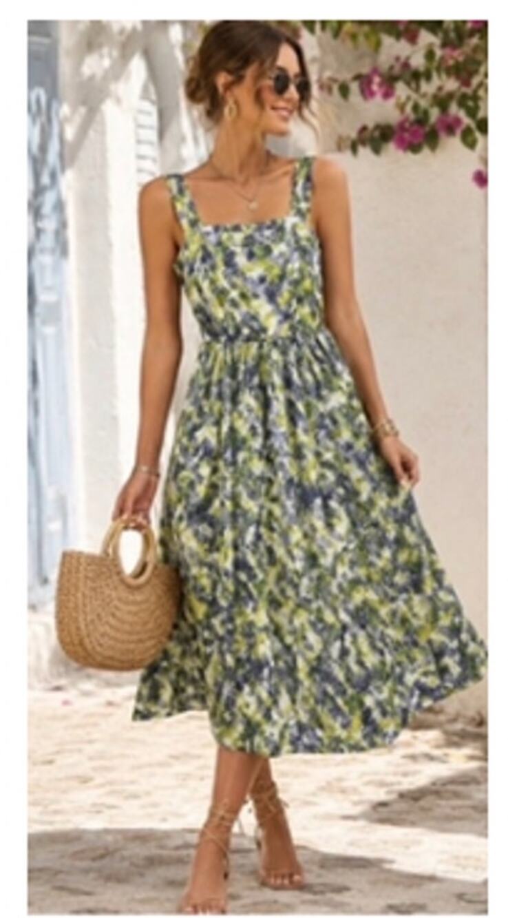 J Jill Silk Cotton Silk Blend Floral Green Garden Party Smocked Midi Dress 10P